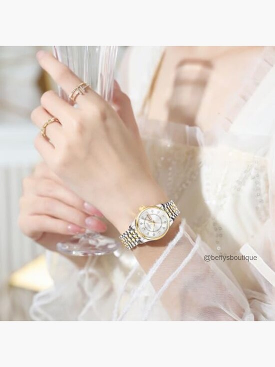 Womens Watch Fashion Dress Waterproof Silver Easy Read Quartz Analog Two Tone main image 5